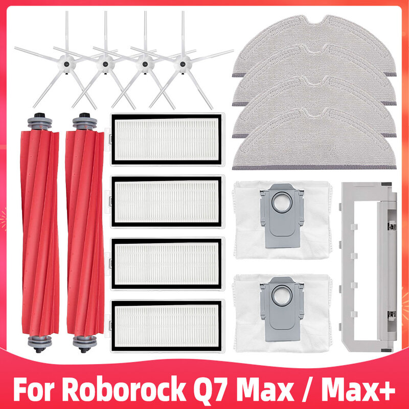 Roborock Q7 Max, Q7 Max +, Q7 Plus, T8 로봇 진공 교체 예비 부품, 메인 사이드 브러시 헤파 필터 걸레 먼지 봉투