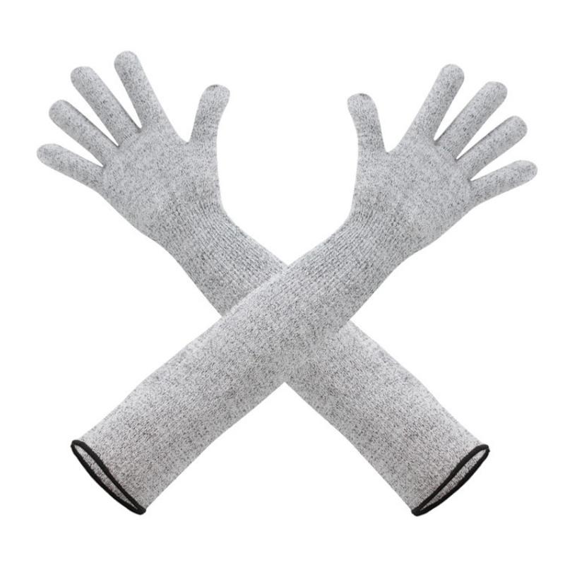 HPPE Grade 5 Anti Cutting Sleeve For Glass Factory Use Extended Gloves Arm Protection Long Sleeve Gloves Knitted