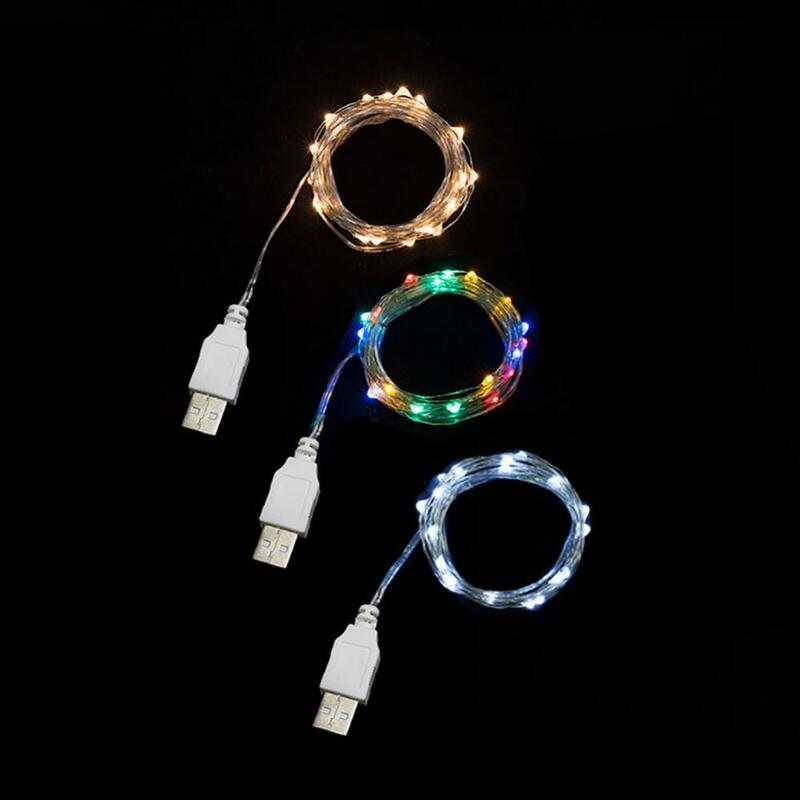 Guirnalda de luces Led de cobre para decoración del hogar, iluminación decorativa para fiesta de boda, 2m, USB