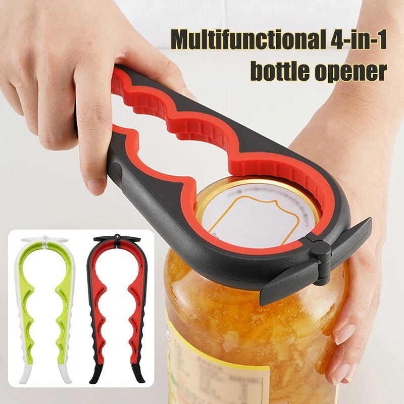 Can Opener Multi Functional Four In One Beverage Bottle Opener Cap Twister Four Position Can Opener Anti Slip Cap Twister