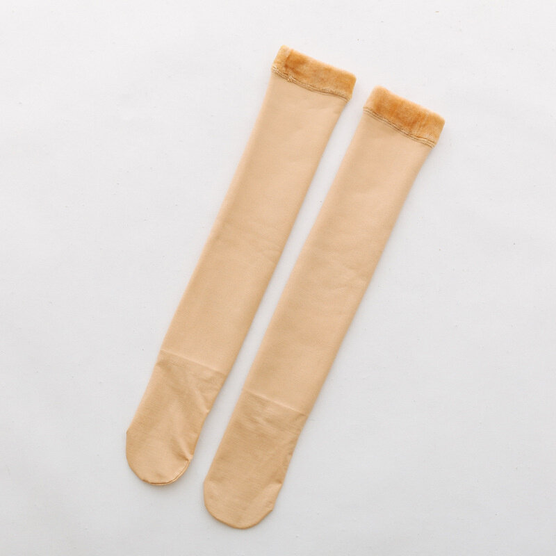 Calcetines largos de encaje por encima de la rodilla para mujer, medias de nailon con lazo, pantimedias ajustadas de pierna, felpa gruesa, pantimedias de carne PR199