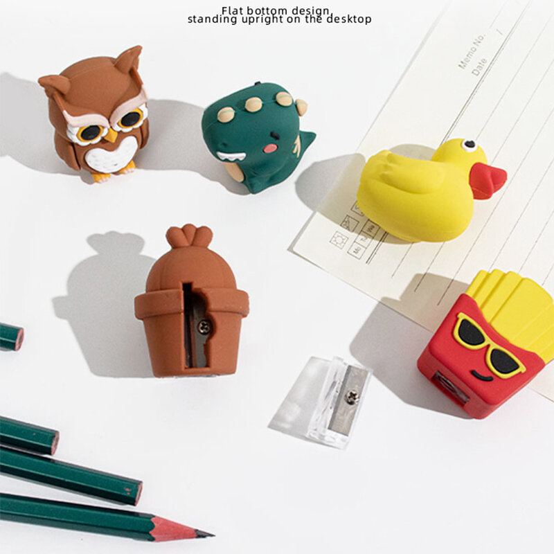 Perlengkapan sekolah lucu pemodelan hewan 3D alat tulis kembali ke sekolah rautan pensil perlengkapan kantor alat tulis Penknife Kawaii