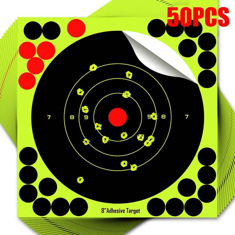 50 Buah Target Latihan Reaktif Cahaya Shoting Senapan Neon Kertas untuk Panah Busur Latihan Menembak Pelatihan Tujuan Luar Ruangan Stiker