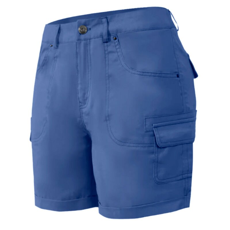 Plus Size Damen Shorts Sommer Mode hoch taillierte Knopf Multi Pocket Cargo Shorts Shorts solide Farbe lässig lose Shorts