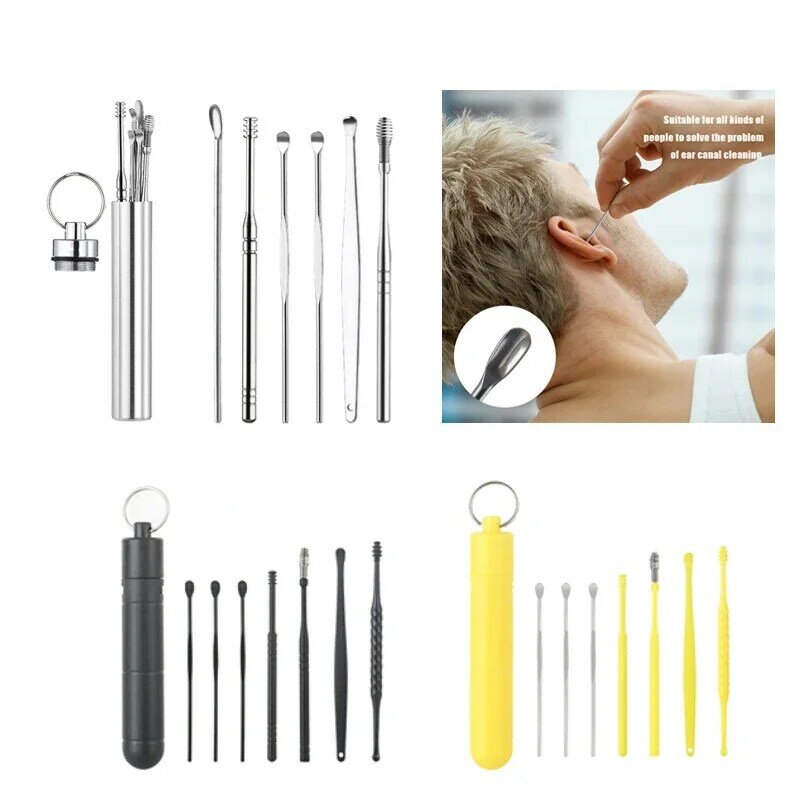 Kit de limpieza para bebés y adultos, limpiador de cera, cuchara de cureta, herramienta para el cuidado de los oídos, 6-7 piezas