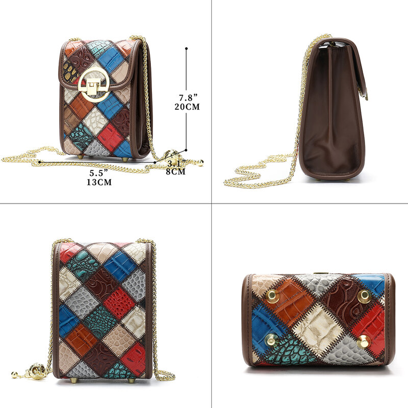 Westal-Mini bolsa de couro genuíno para mulheres, bolsas de ombro para telefone, bolsas cosméticas com alça de corrente, designer, 2023