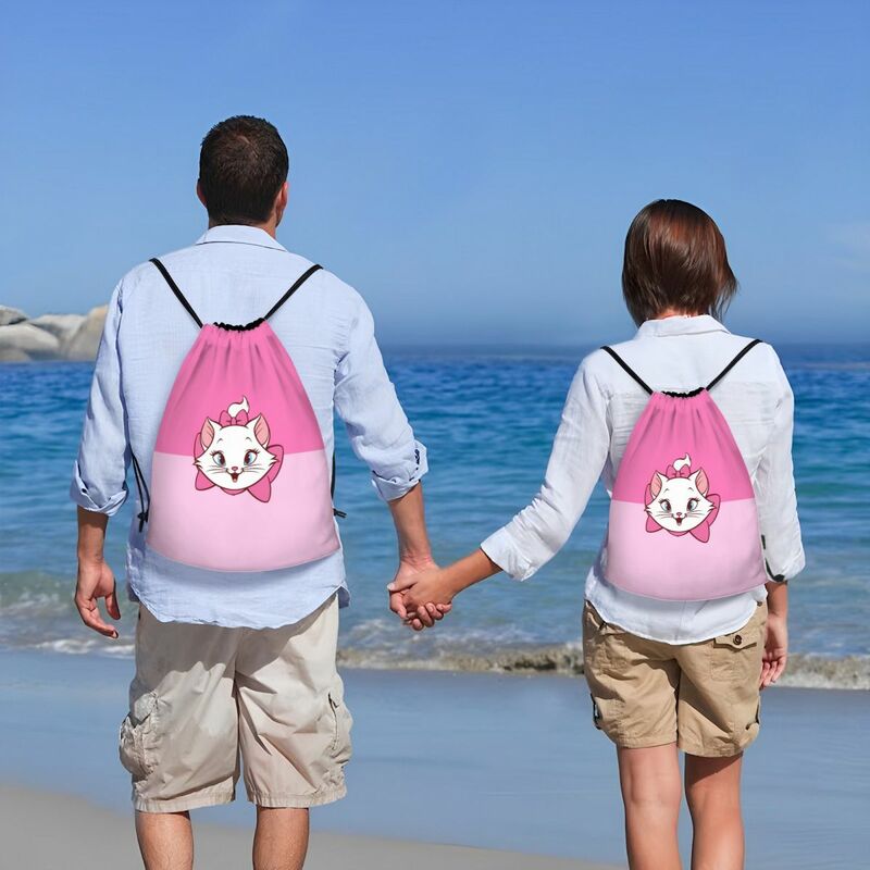 Disney Marie-mochila con cordón personalizada para hombre y mujer, bolsa deportiva para gimnasio, gato, Manga, Sackpack de compras