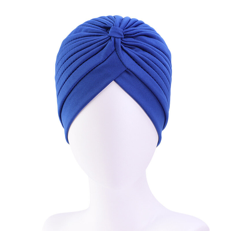 Elástico chapéu turbante para as mulheres, chapéu muçulmano, cor sólida, árabe, estilo indiano, tampa da cabeça, perda de cabelo acessórios