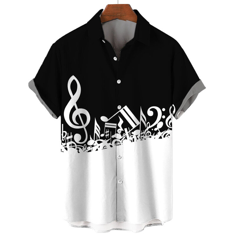 남성용 재미있는 피아노 키 3D 프린트 상의, 캐주얼 남성 의류, 여름 반팔 상의, 느슨한 오버사이즈 셔츠