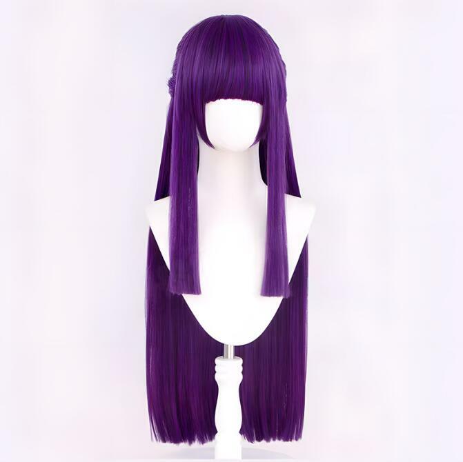 Anime Frieren at the Funeral cosplay Costume Wig Fiber synthetic wig black purple Long hair White Long