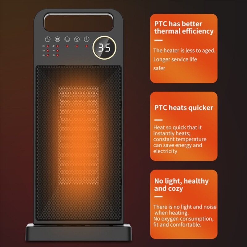 Портативный комнатный нагреватель вентилятора с дисплеем температуры, ЭЛЕКТРИЧЕСКИЙ КОМНАТНЫЙ нагреватель с 3 режимами, термостат, нагреватель, энергосберегающий, Прямая поставка