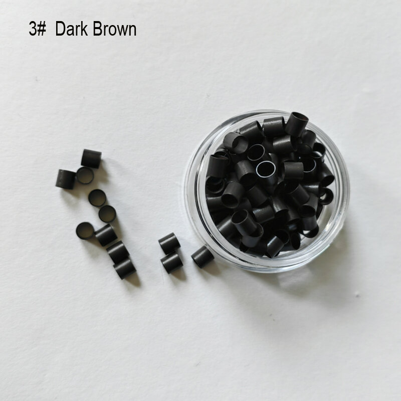 4.0x3.6x4.0mmの黒と茶色の銅のリング,ミニビーズ,エクステンション,200ピース/ロット
