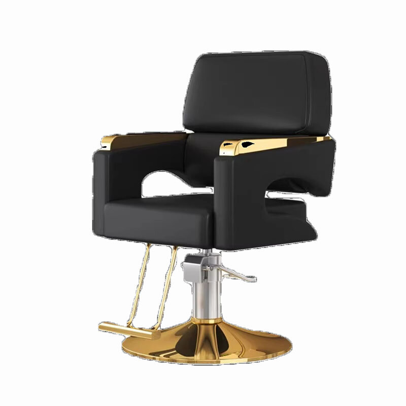 Silla de barbero negra de lujo personalizada, silla de descanso de piernas profesional, giratoria, avanzada, ajustable, muebles de salón