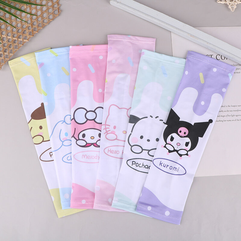 Sanrio Anime Hello Kitty Kids Arm Mouwen Zonwering Koeling Uv Bescherming Mouwen Anti-Slip Ijs Zijde Arm Covers Cadeau