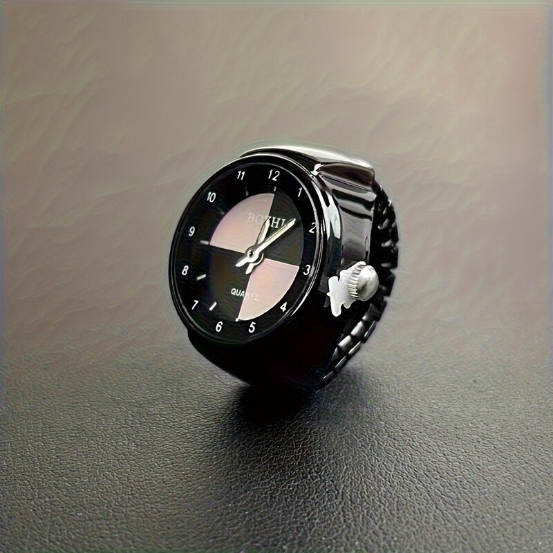 Relógio De Anel De Quartzo Luminoso Criativo Para Homens E Mulheres, Bloco De Cor, Moda Finger Watch