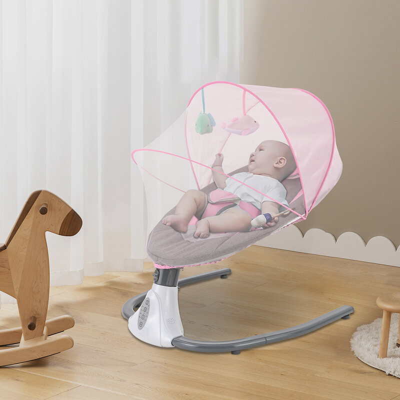 Cadeira de bebê elétrica com 4 modos de vibração, balanço com controle remoto, berço para bebês de 0 a 12 meses
