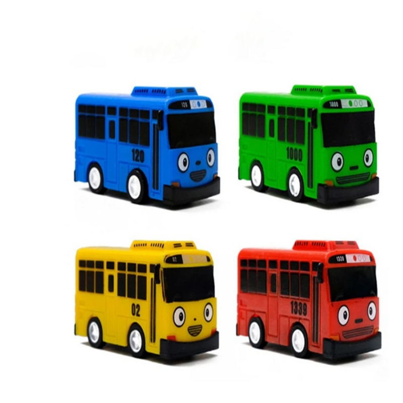 만화 타요 버스 어린이 장난감 미니 풀백 자동차, 한국 애니메이션 모델 버스 장난감 놀이 차량 교육 완구 어린이 소년 선물