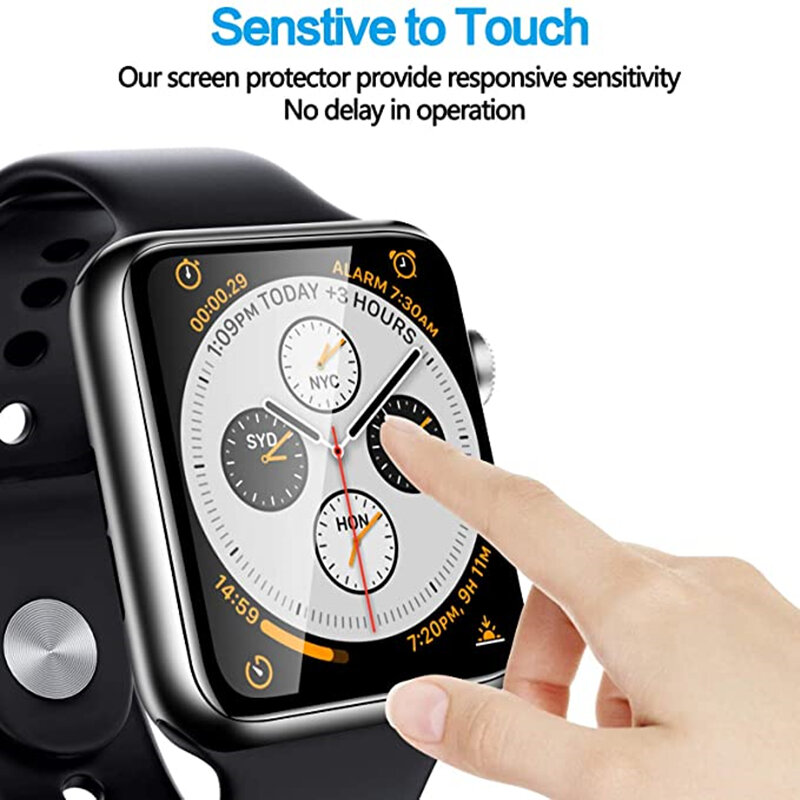 Protecteur d'écran pour Apple Watch, verre souple, film complet HD, iWatch série 9, 8, 7, 6, 5, 3, se, ultra, 40mm, 42mm, 49mm, 44mm, 45mm, 41mm, 38mm