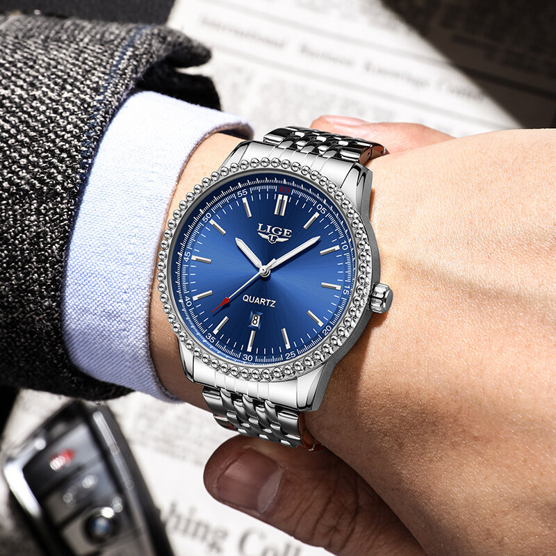 Lichte Nieuwe Mode Man Horloge Topmerk Luxe Casual Sport Lichtgevende Business Quartz Horloges Voor Mannen Waterdicht Date Polshorloge + Doos