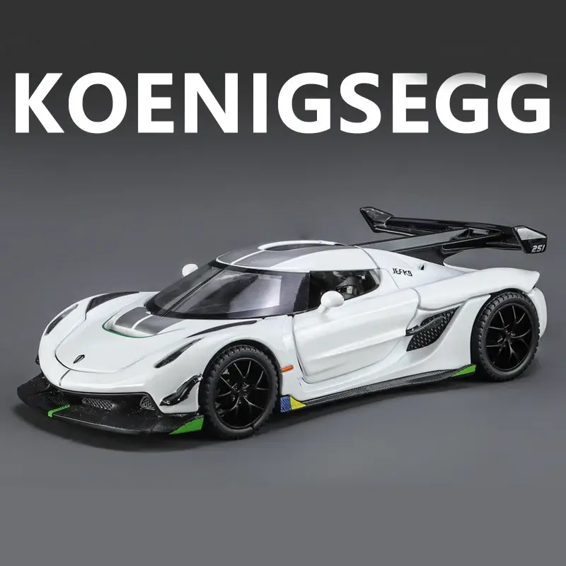 1:32 Koenigsegg Jesko Attack 합금 럭셔리카 로고 모델, 다이캐스트 금속 레이싱 카 차량 모델, 시뮬레이션 사운드 라이트, 어린이 장난감 선물
