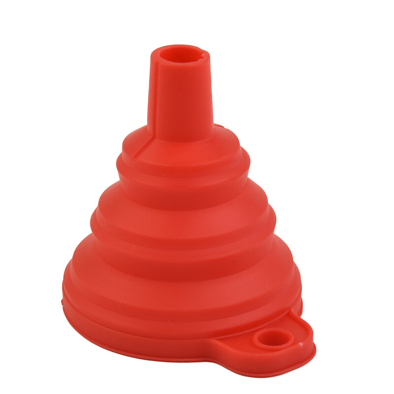 Universal Car Funnel Oil Fuel Petrol Red Silicone Suspended 7.5cmX8cm Diesel Folded Gasoline Durable High Quality