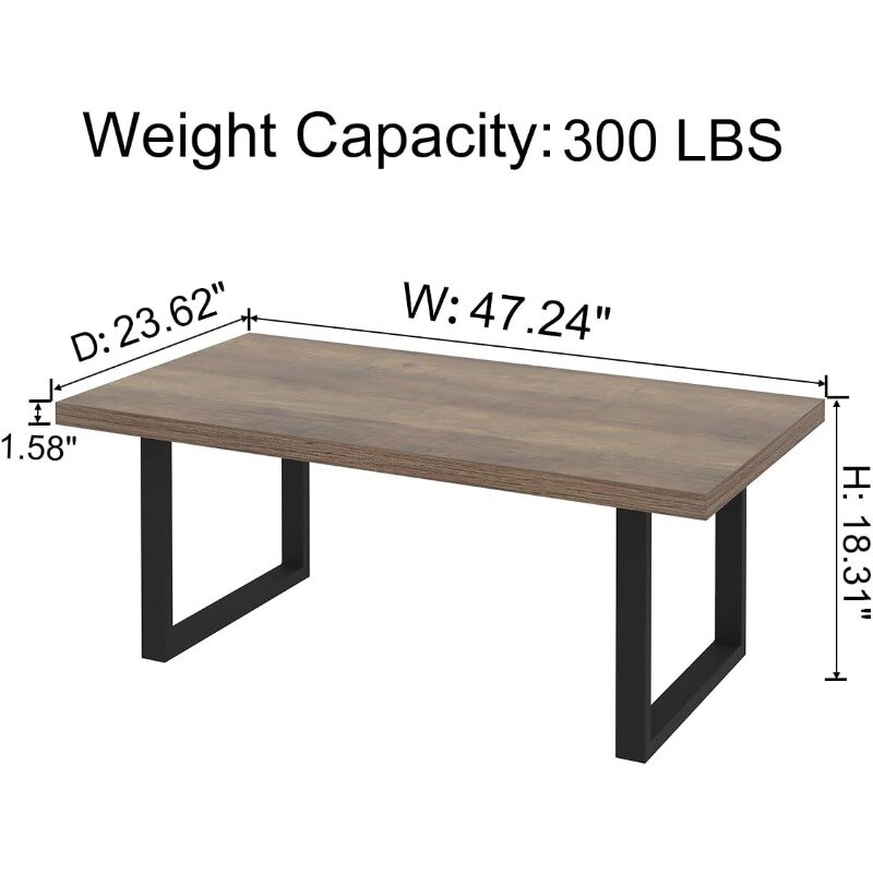 IBF Farmhouse Coffee Table, Modern Minimalist Wood Coffee Table for Living Room, Simple Industrial Rectangle Center Table