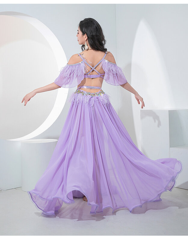 Женский костюм для танца живота, элегантная длинная шифоновая юбка с бюстгальтером для восточных танцев
