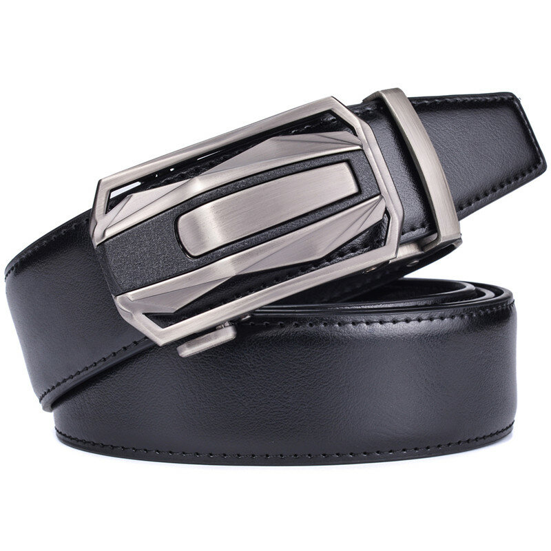 Men's Leather Ratchet Belt Dress with Slide Click Automatic Buckle Plus Size Luxury Ceinture