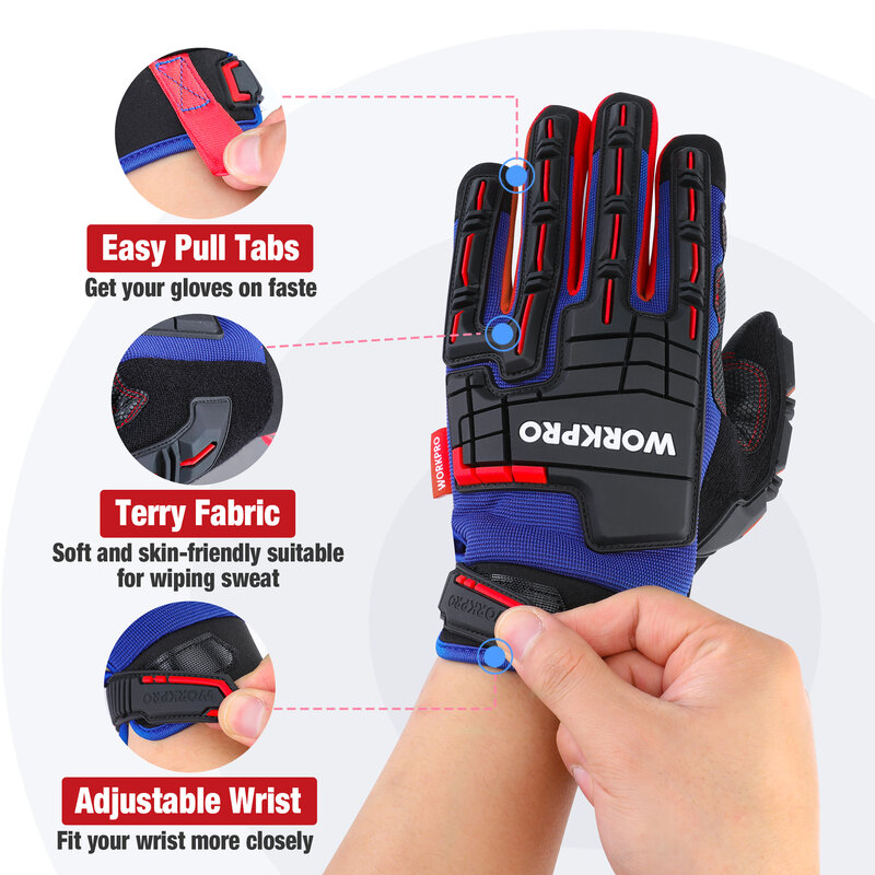 Рабочие перчатки WORKPRO для больших нагрузок, перчатки с пальцами для сенсорного экрана, тактические варежки с защитой от ударов, военные армейские перчатки для пейнтбола и стрельбы