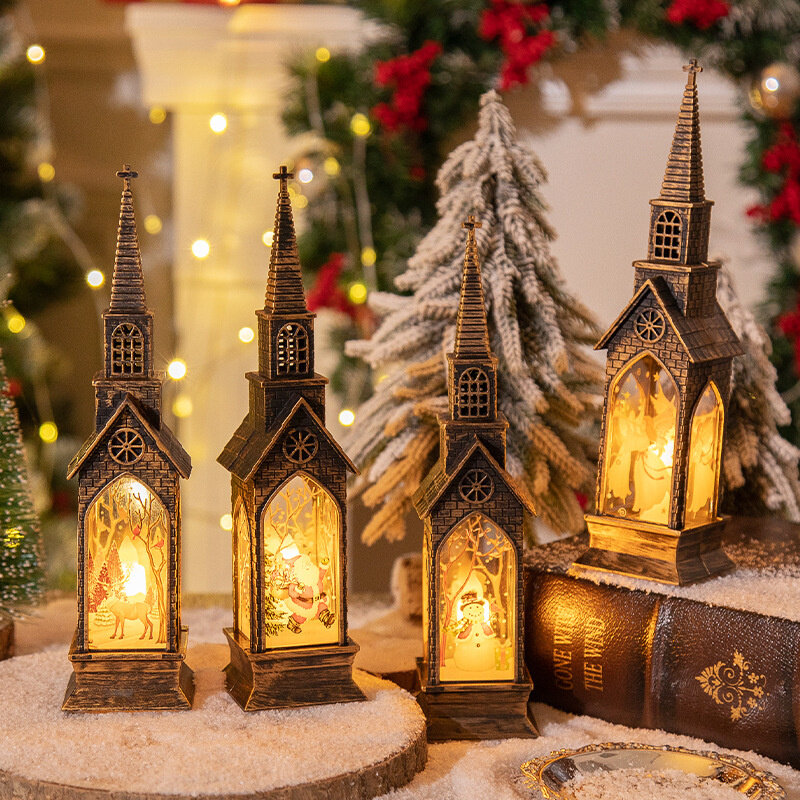 Lámpara de decoración navideña, adornos de Casa luminosos, luz de vela creativa, regalo de Navidad, linterna de ambiente de vacaciones