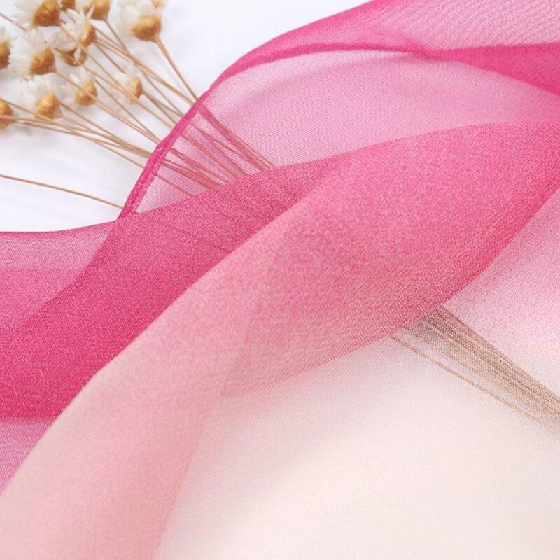 Elegant Silk Scarf Gradient Color Women Sunscreen Ultrathin See-through Rectangle Chiffon Scarf Long Shawl Costume Accessories