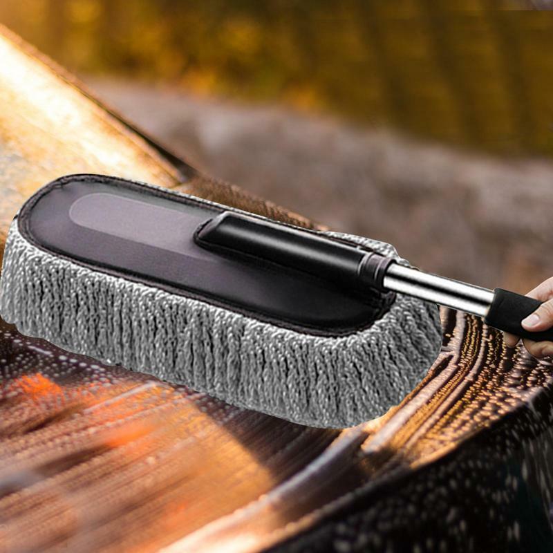 Sikat Microfiber mobil, serbaguna pembersih pel cuci mobil pegangan dapat diskalakan debu sikat lilin Aksesori Alat cuci mobil
