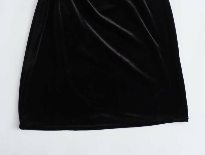 فستان نسائي صغير مخملي نحيف مع تصميم بالخرز الجانبي ، فساتين نسائية بأكمام طويلة ، موضة عتيقة ، جديد ،