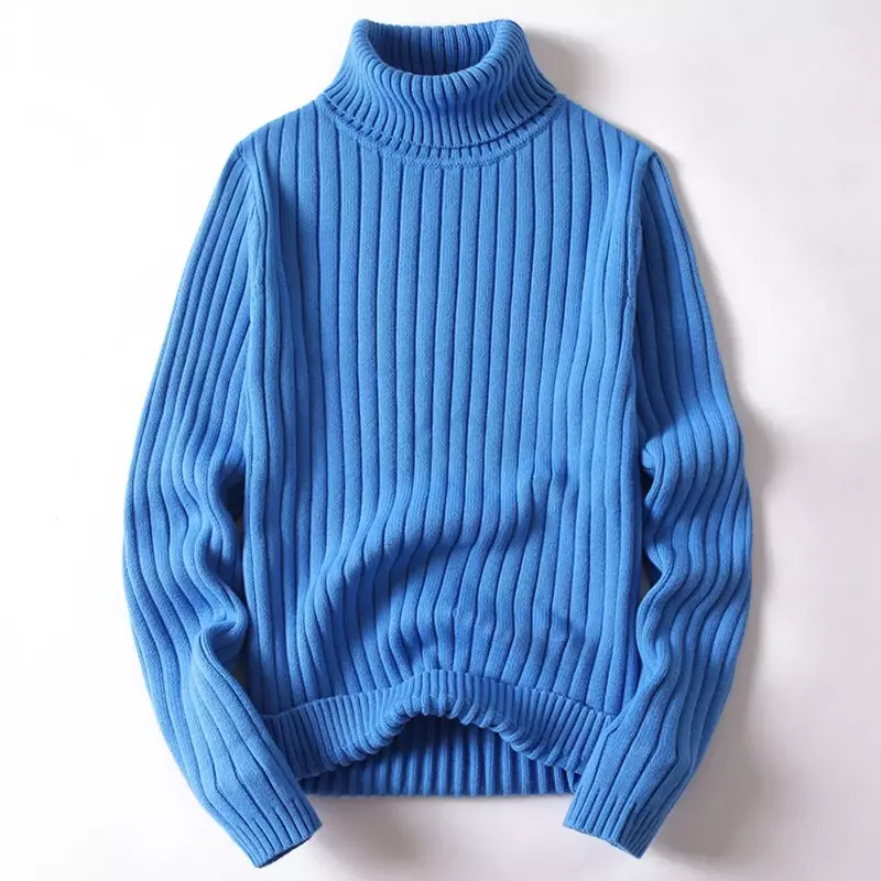 Fashion Mens Turtleneck Sweater Knittde Pullovers Mens Clothes Autumn Winter Casual Sweater Turtleneck Slim Fit Warm Pullovers