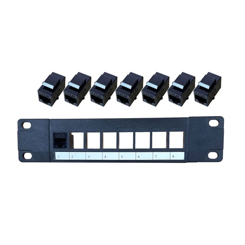 Patch Panel 8 Port CAT5e with Inline Keystone 10G Pass-Thru Coupler Patch Panel Dropship