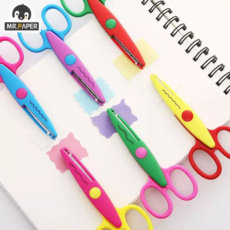 Mr. Papier 6 stylów proste koronkowe nożyczki wzór falisty małe okrągłe główki dla dzieci specjalne narzędzie artystyczne studenckie nożycowe
