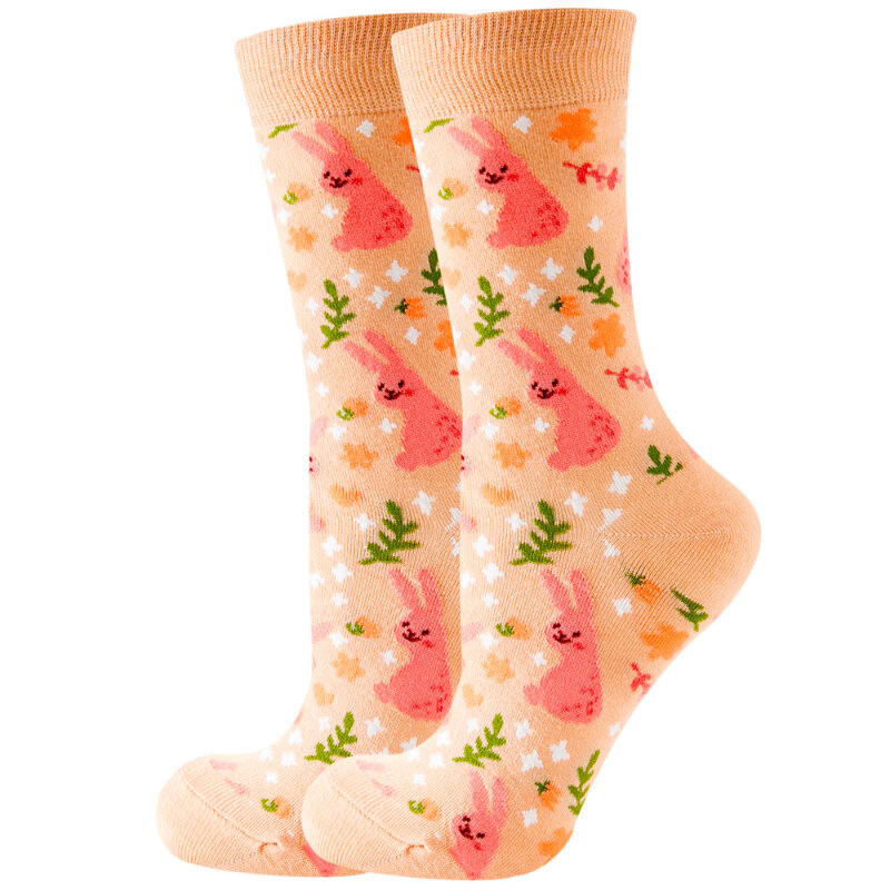 Осенне-зимние новые носки средней длины с животными, мужские носки с фруктами, милые модные носки, забавные носки с едой