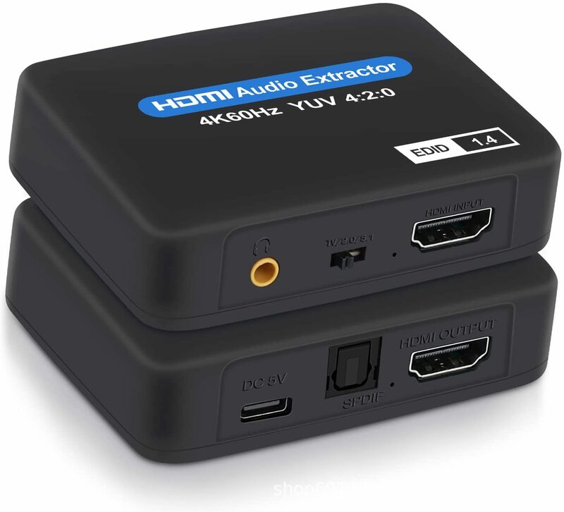 Extractor de Audio compatible con HDMI 4K X 2K 1 a 1, Extractor óptico TOSLINK SPDIF + 3,5mm, divisor de Audio estéreo