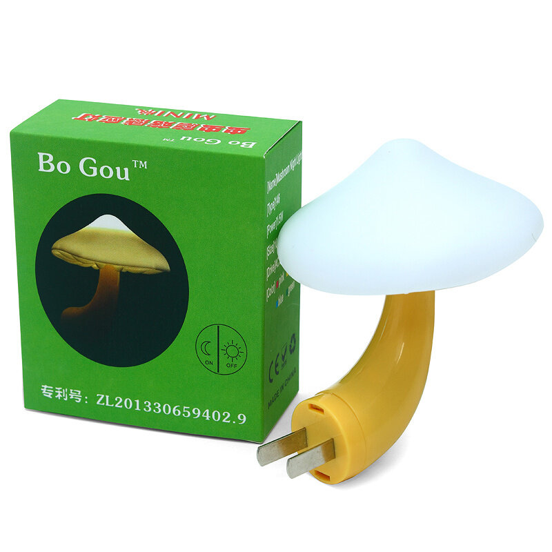 Lampu Malam LED Bentuk Jamur Sensor Otomatis Toilet Kamar Tidur Dekorasi Lampu Dinding Sensor Kontrol Cahaya Kamar Tidur