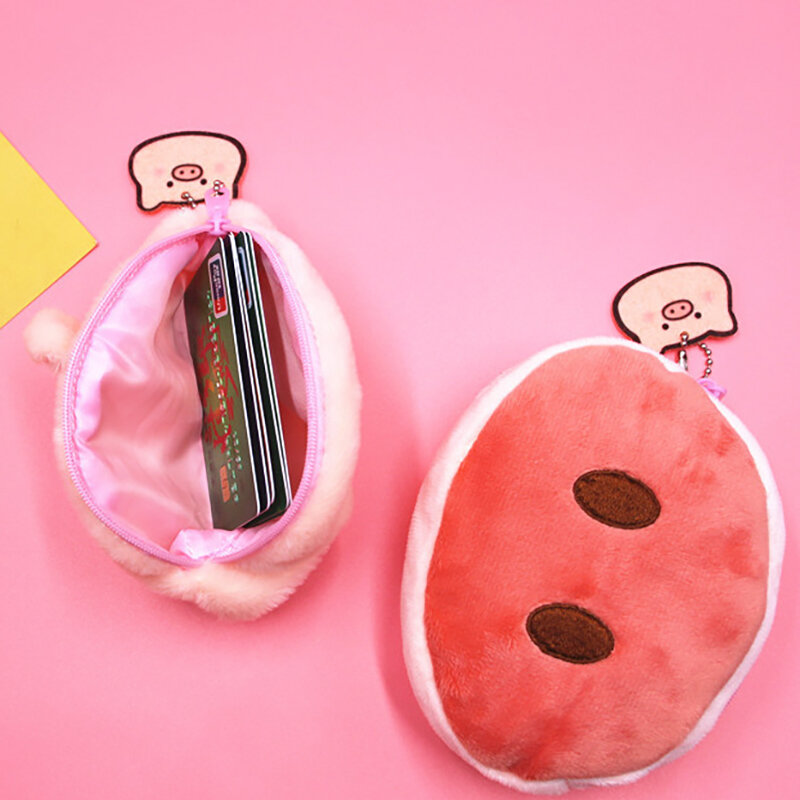 1PC Cartoon Quirky Pig Nose Plush Coin Purse Cute Mini Pig Butt Coin Purse Card Bag Girls Storage Bag Children's Birthday Gift