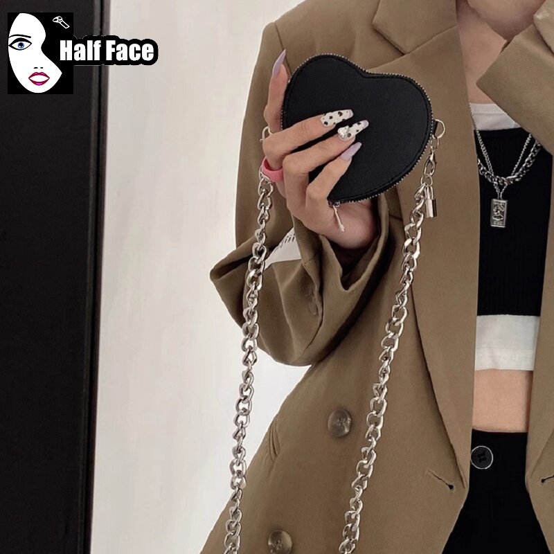 Bolso de mano con cadenas góticas para mujer, informal de un solo hombro bandolera, estilo Harajuku, ropa de calle Punk, Y2K