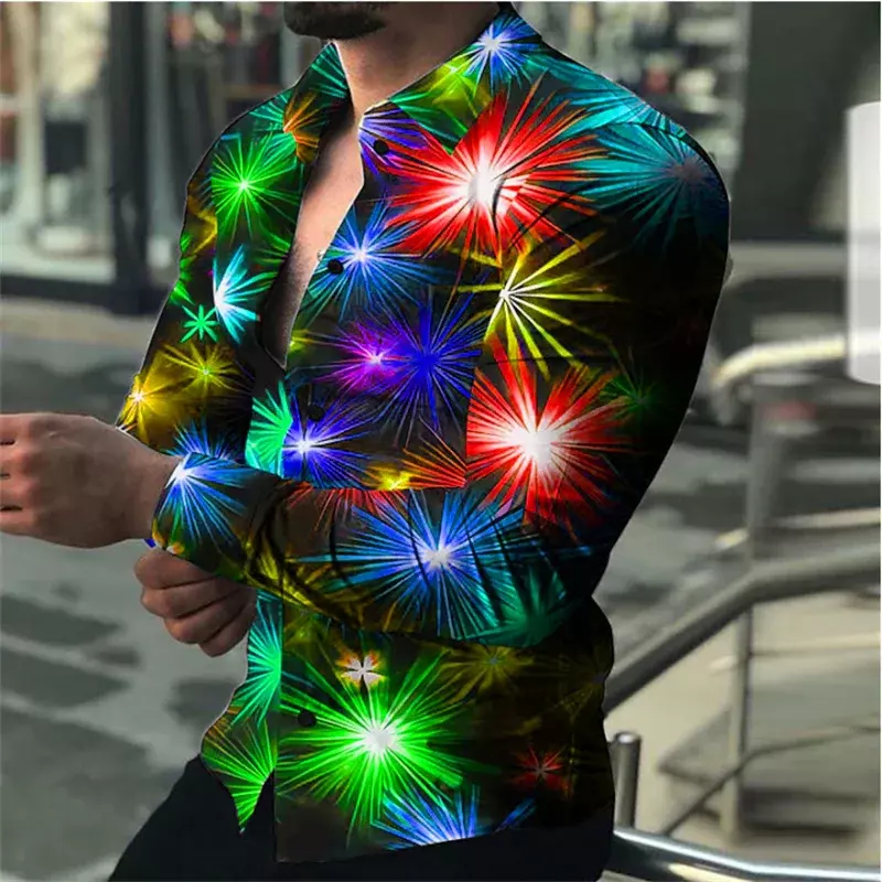 Atasan kaus pria musim semi musim panas 2023 kaus desainer warna-warni menyala api pola HD populer pesta modis mewah ukuran Plus