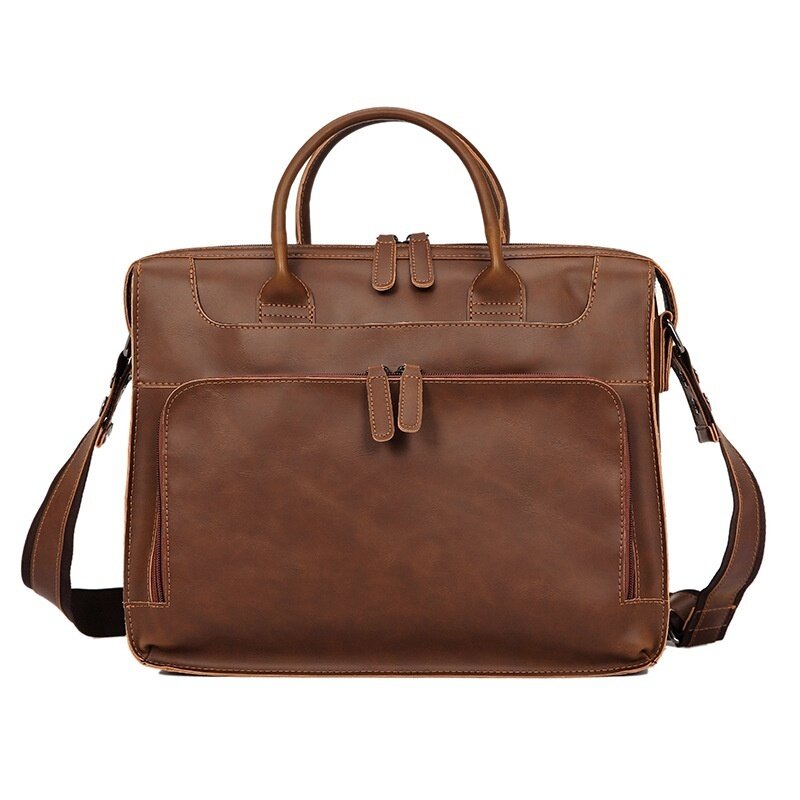 Vintage Business Herren Aktentasche Tasche Luxus Pu Leder Handtasche große Kapazität Schulter Messenger 14 "Laptop-Tasche