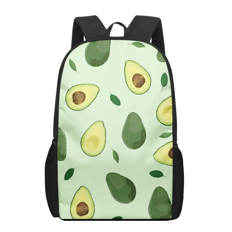 Cute Cartoon Avocado Print School Bags para meninos e meninas, mochilas de alunos primários, mochila infantil, mochila de grande capacidade