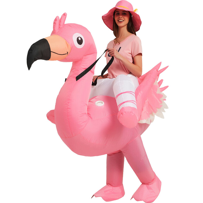 Надувной костюм в виде фламинго, детский надувной костюм для верховой езды, забавный кролик, необычное платье для косплея, костюм на Хэллоуин для взрослых
