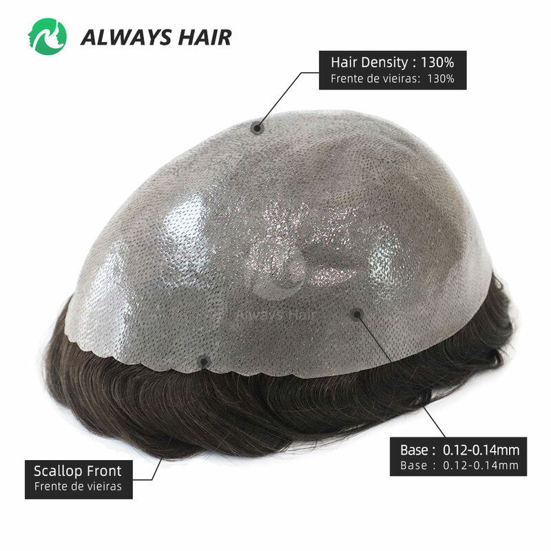OS21-parrucchino da uomo non rilevabile All V Loop sistema di sostituzione dei capelli della pelle Super sottile per uomo parrucca naturale dell'attaccatura dei capelli uomo