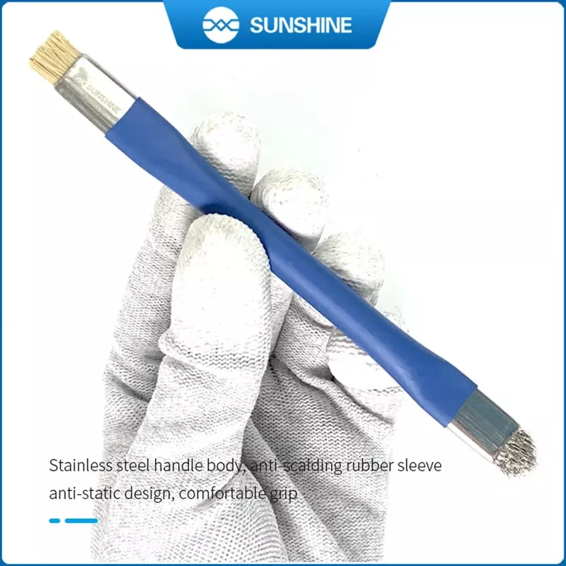 SUNSHINE SS-022B-cepillo de limpieza antiestático para placa base, Kit de herramientas de reparación de teléfono móvil, conveniencia de doble cabezal