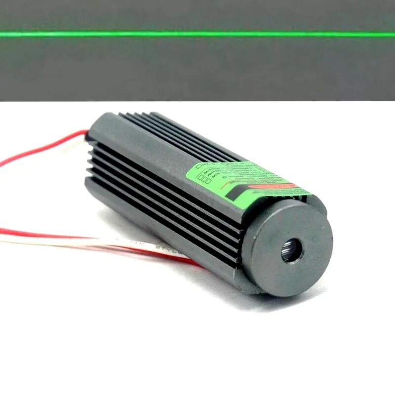 À prova d'água DC5V 532nm 50mW Luzes Verdes Laser Diodo Módulo Linha Feixe W/Lente de Vidro 25x75mm