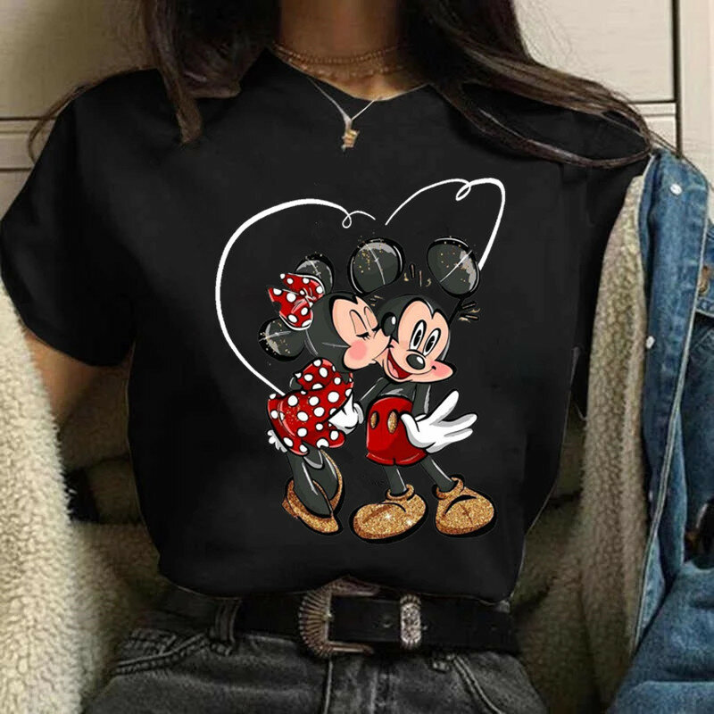 Moda Mickey Minnie Mouse Disney T-shirt odzież damska letnie koszule z krótkimi rękawami Casual Kawaii t-shirty ubrania