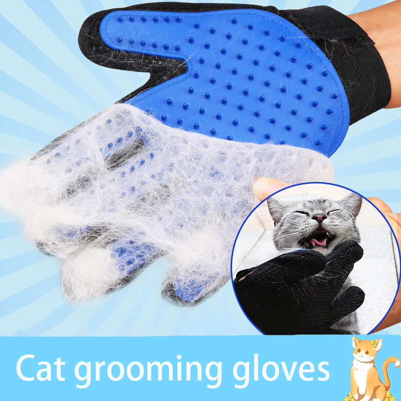 Guanti per la depilazione del gatto dell'animale domestico pettine per peli di gatto per rimuovere l'artefatto per capelli galleggianti pulizia dei capelli del gatto massaggio artefatto da bagno universale